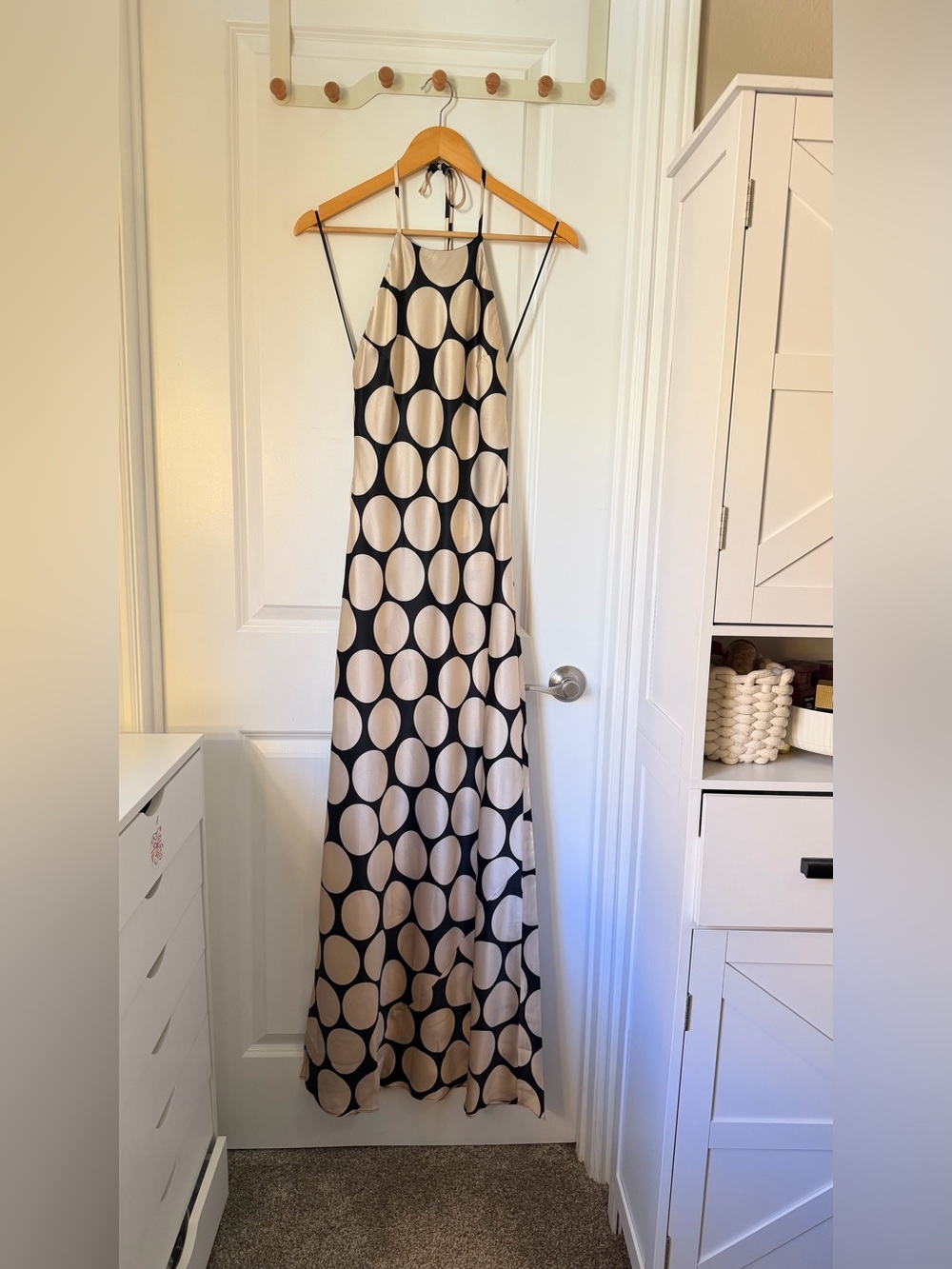 Reformation Jeany Silk Dress In Full Moon Dot, NEW WITHOUT TAGS, NEVER WORN. - Picture 7 of 14